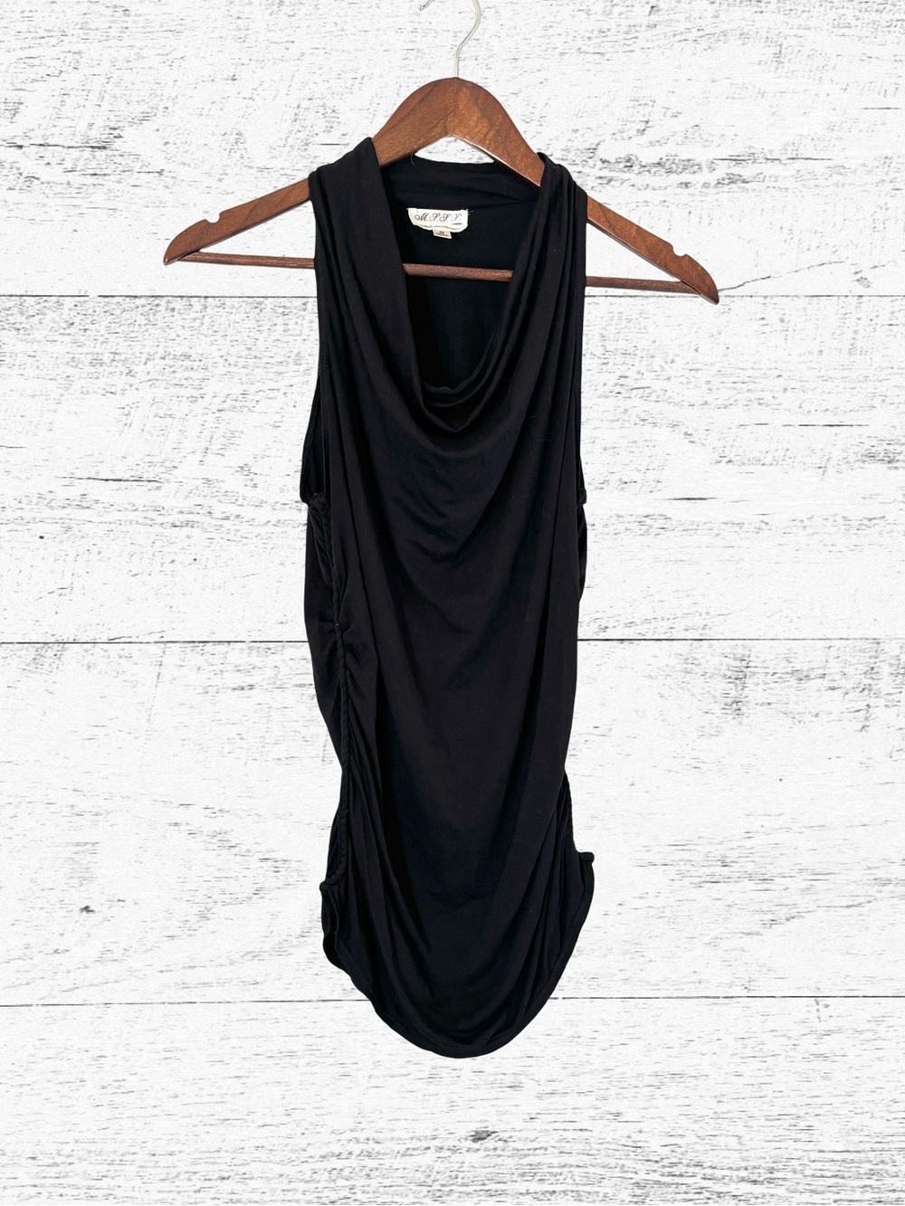 Max Studio Black Draped Tank Top